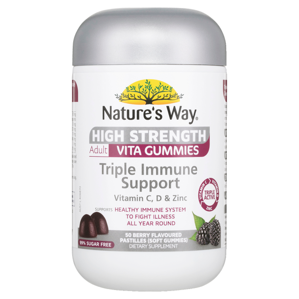 Nature's Way High Strength Adult Vita Gummies Triple Immune Support 50's