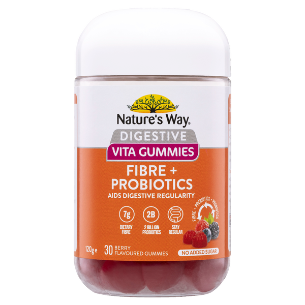 Nature's Way Digestive Vita Gummies Fibre + Probiotics 30 Pack