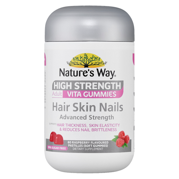 Nature's Way High Strength Adult Vita Gummies Hair Skin Nails 60s