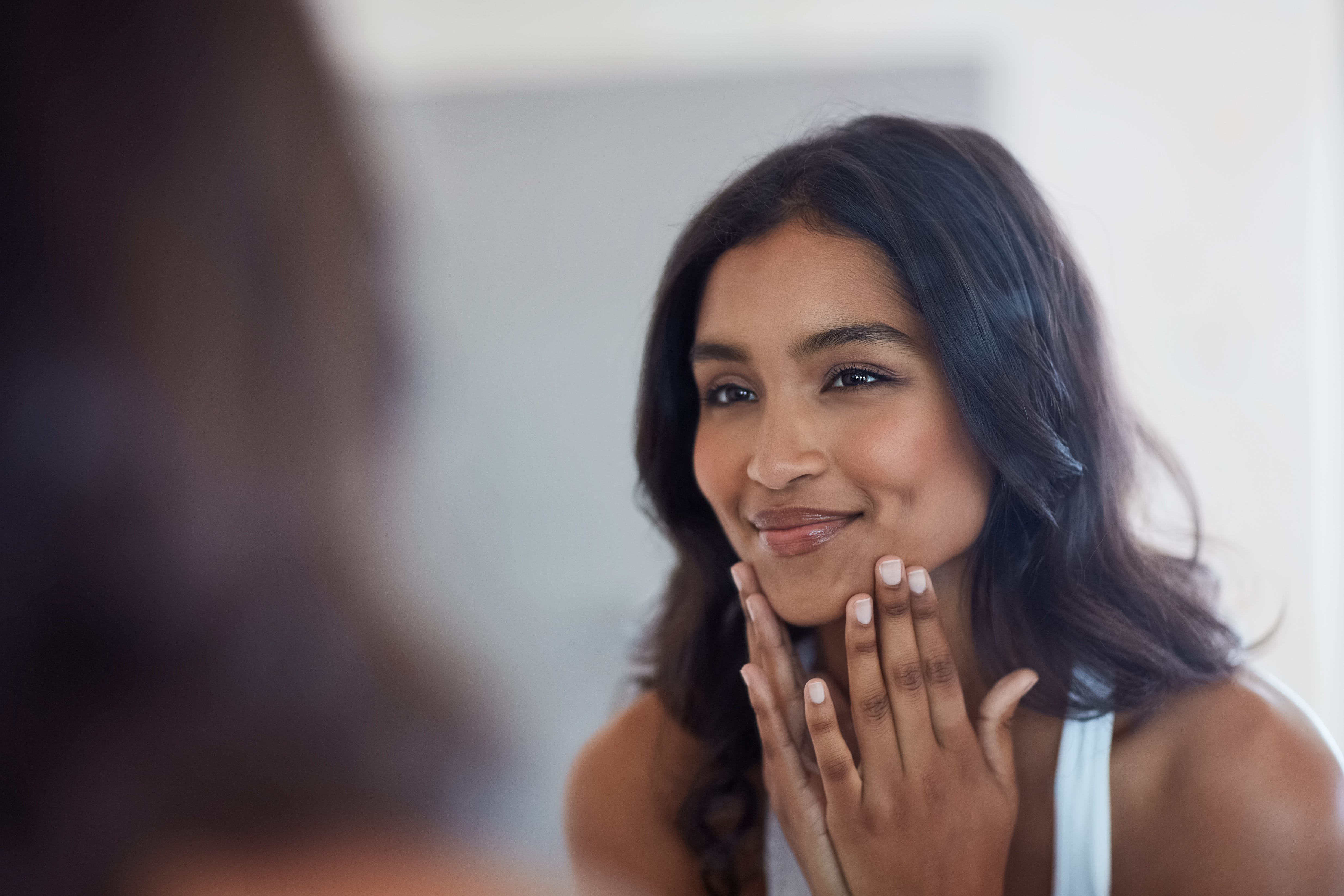 Young woman skincare routine