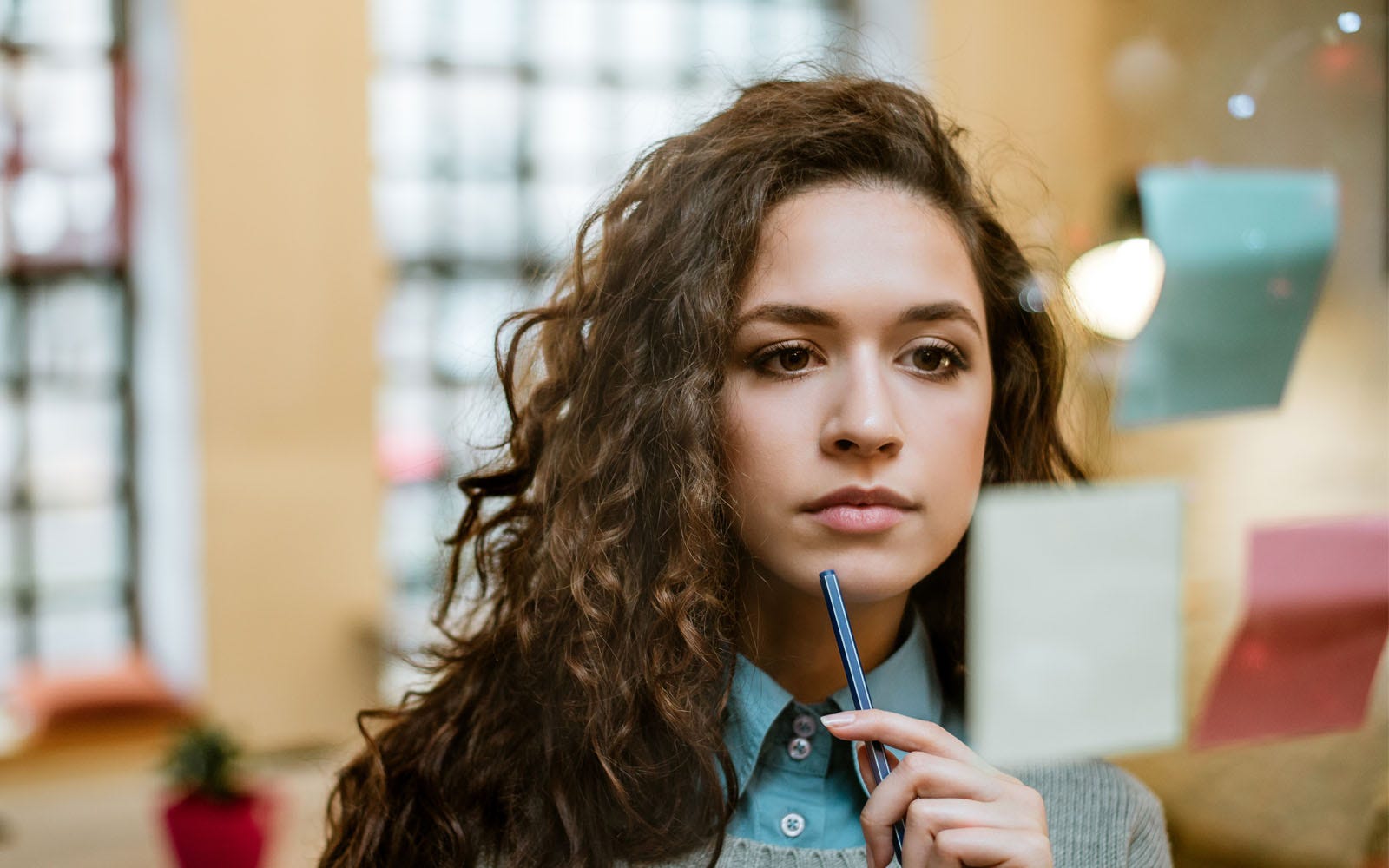 concentrating woman