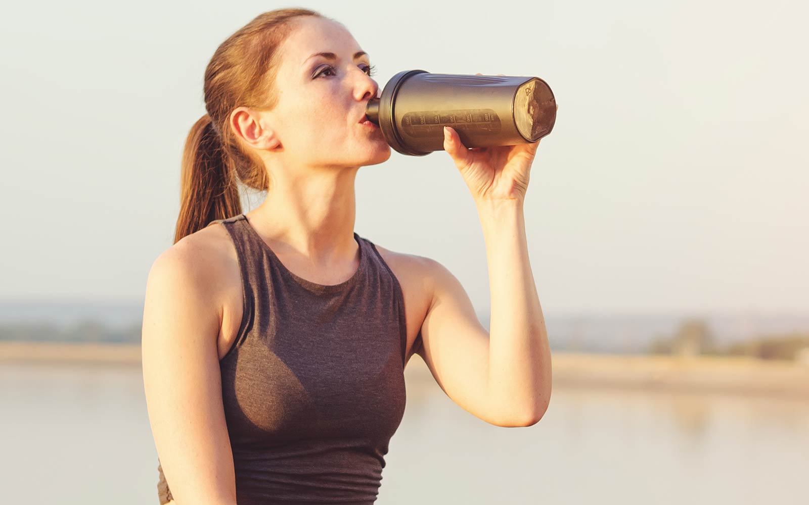 Woman drinking protein shake